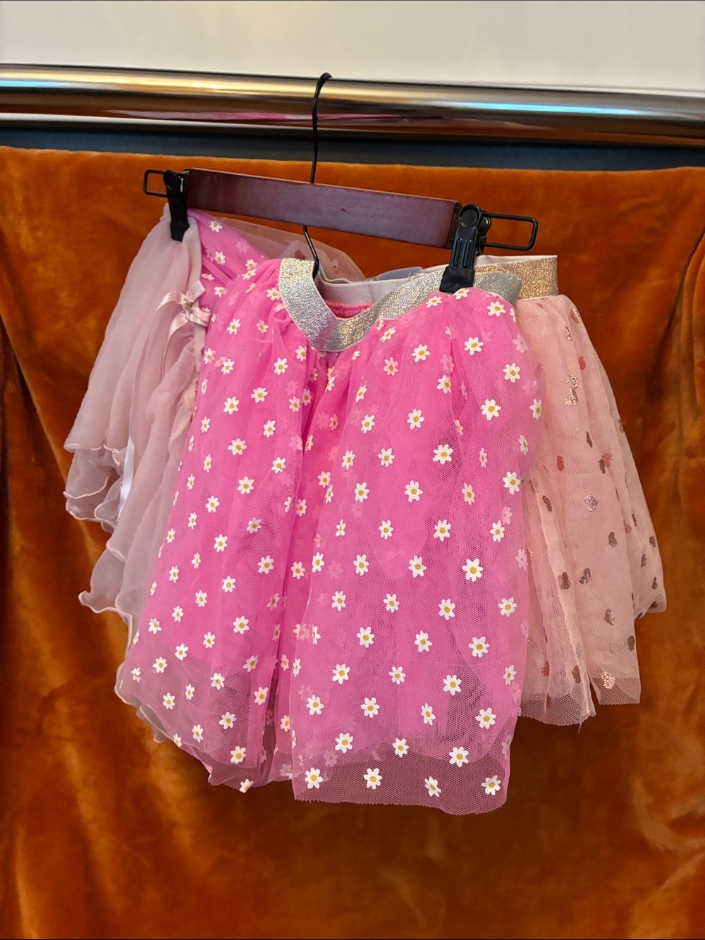 Size 5 Lot Pink Daisy Tulle Skirt for Kids - Sparkle Waistband tutu